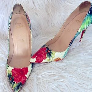 Christian Louboutin Hawaii Floral Print Leather Pigalle Follies Pumps Size 39